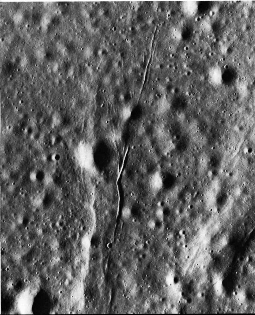FIGURE 220. - Some of the freshest and youngest fractures yet found are in the Littrow area.