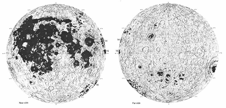FIGURE 14. - This highly simplified geologic map distinguishes between the two major types of lunar terrain.